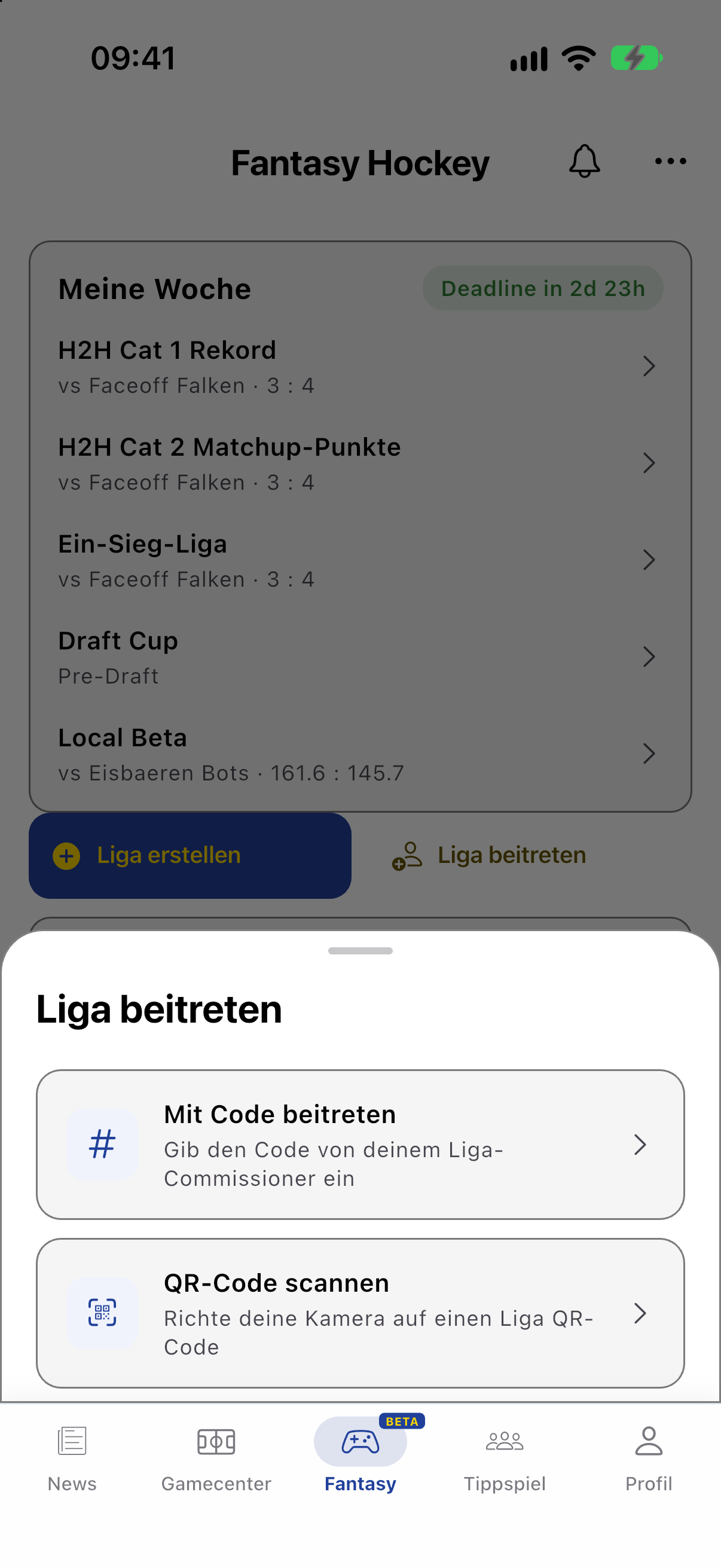 Beitreten mit Code und QR